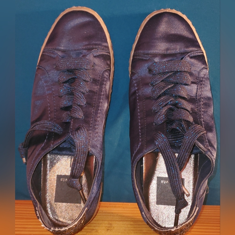 Dolce Vita Blue Satin And Glitter Sneakers